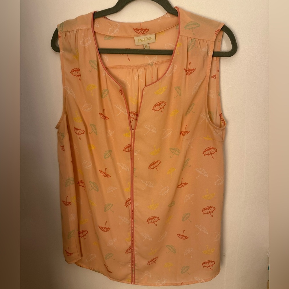 ModCloth Peach Umbrella Print Tank